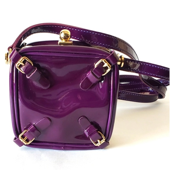 Celine Purple Lapis Roller Buckle Mini Patent Leather Crossbody Square Bag Purse - Picture 2 of 13
